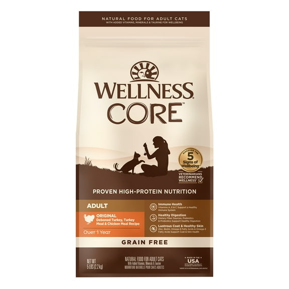 Wellness CORE Grain-Free Original Formula Dry Cat Food, 5 Pound Bag