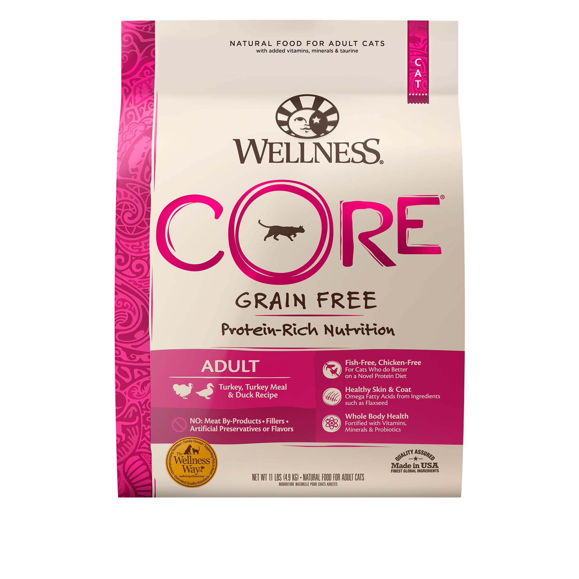 Wellness CORE Grain-Free Turkey, Turkey Meal & Duck Recipe Dry Cat Food, 11 Pound Bag - image 1 of 8