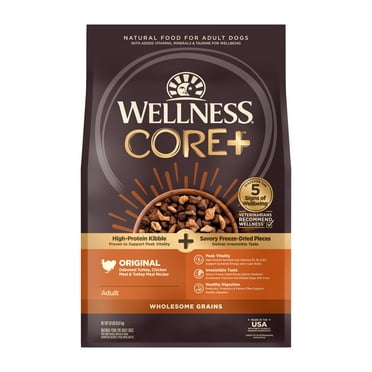 Wellness CORE+ (Formerly RawRev) Dry Dog Food with Freeze Dried Pieces, Wholesome Grains, High Protein, Natural, Original Turkey & Chicken Recipe, (20-Pound Bag)