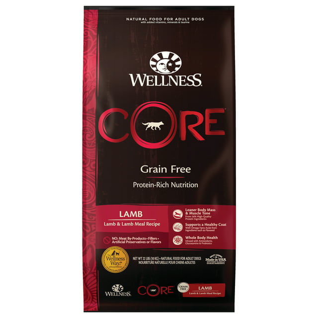 Wellness CORE Natural Grain Free Dry Dog Food, Lamb, 22-Pound Bag