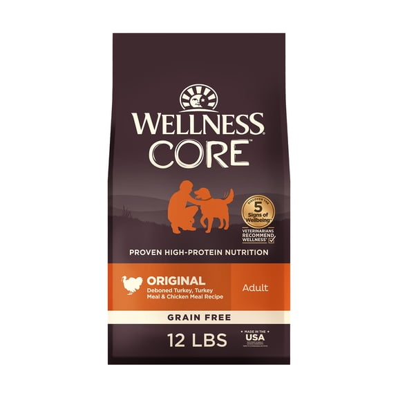 Wellness CORE Dry Dog Food, Grain Free, High Protein, Natural, Original Turkey & Chicken Recipe, (12-Pound Bag)