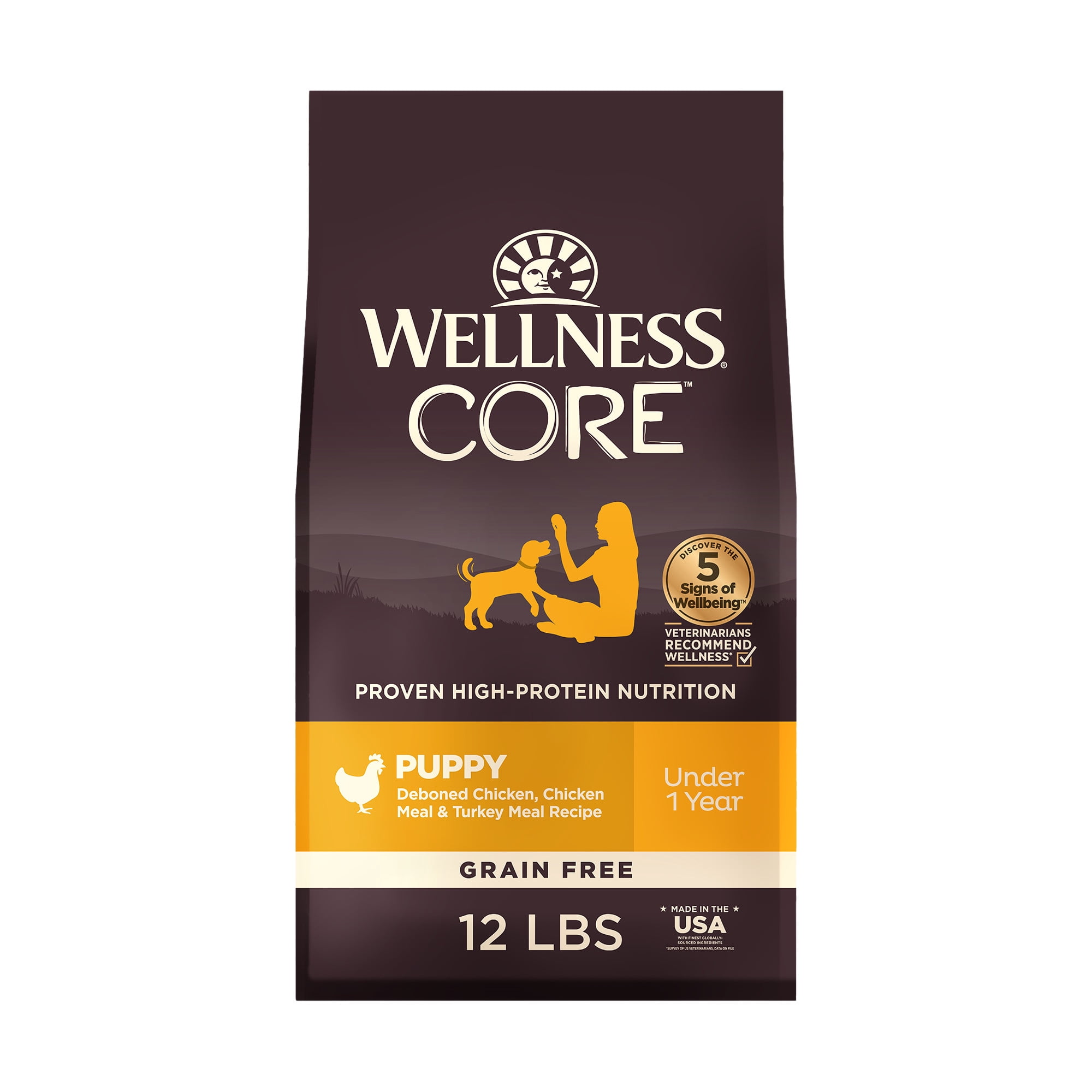 Wellness CORE Puppy Dry Dog Food, Grain Free, High Protein, Natural, Chicken & Turkey Recipe, (12-Pound Bag)
