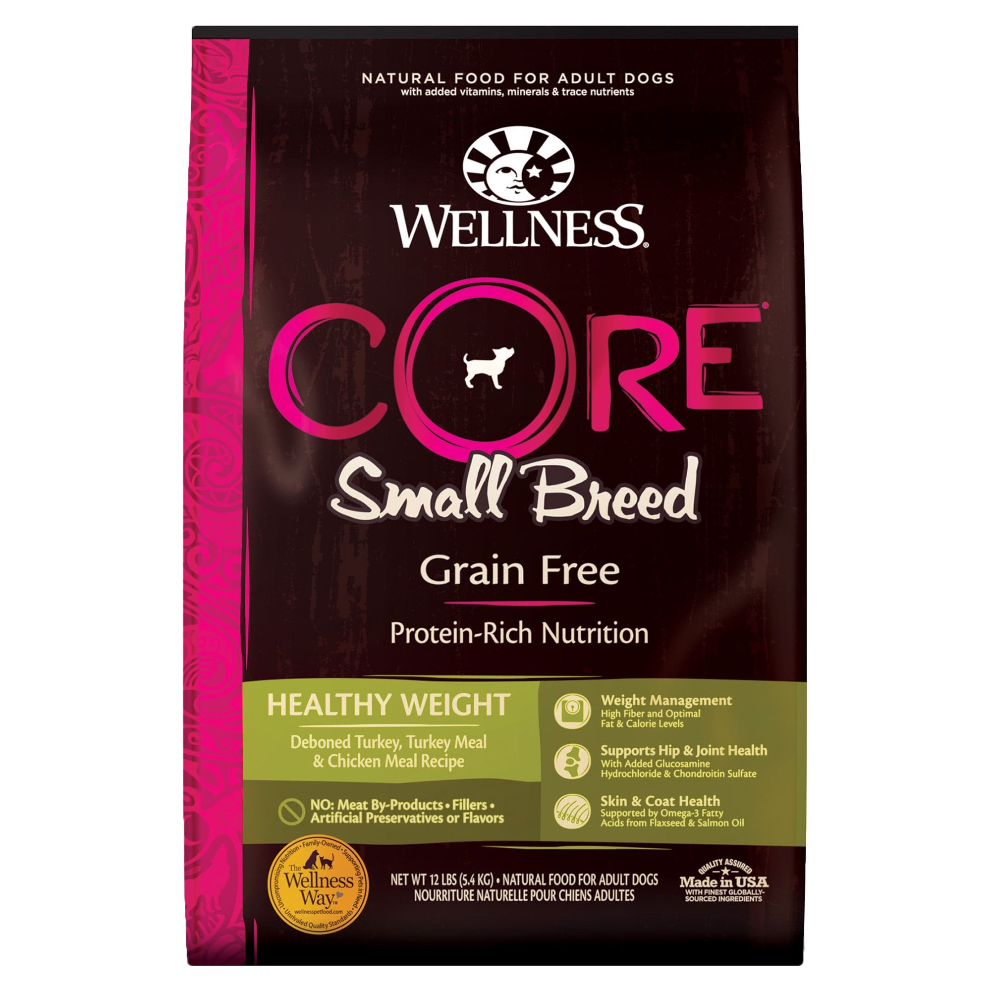 Wellness CORE Natural Grain Free Dry Dog Food, Small Breed Healthy Weight, 12-Pound Bag - image 1 of 8