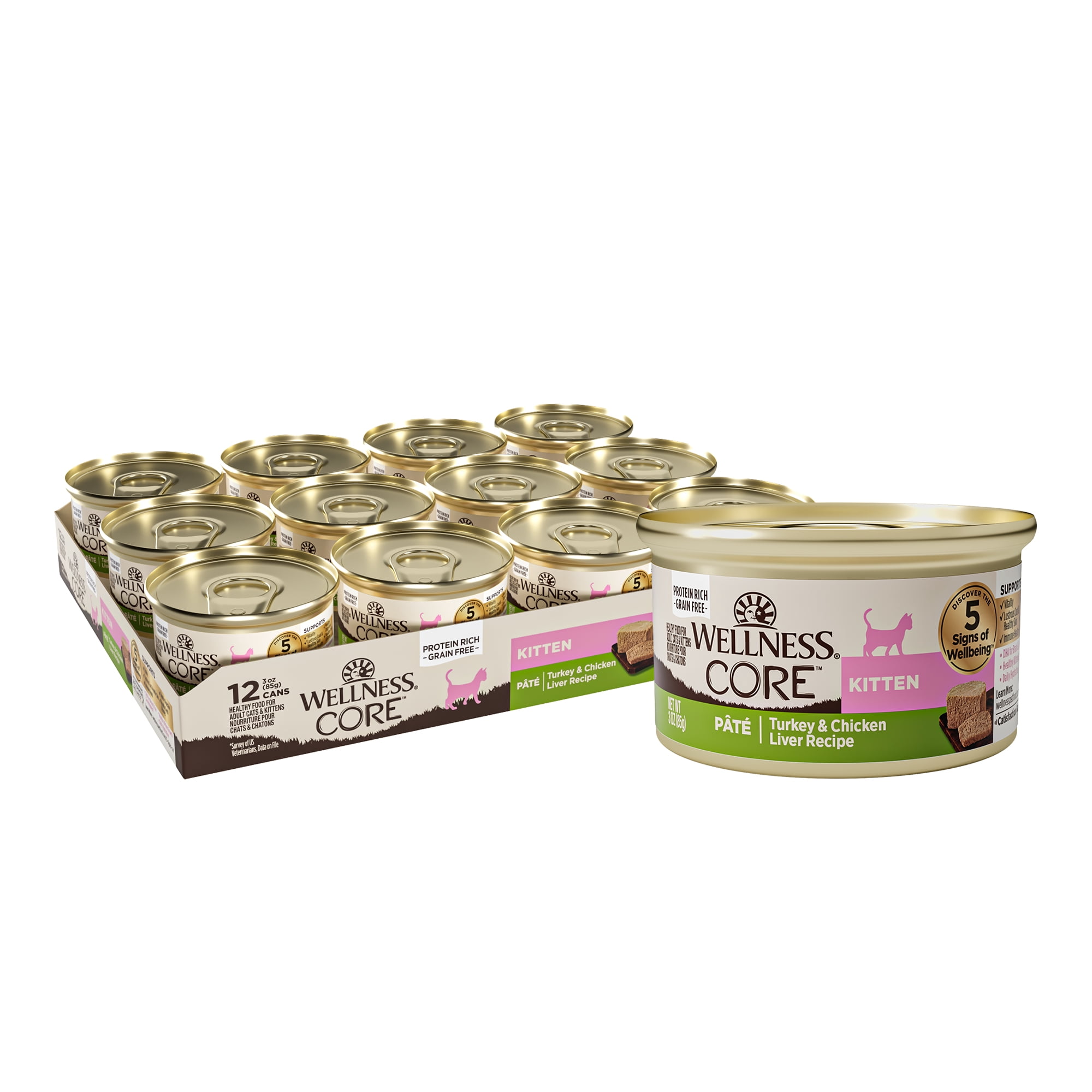 Wellness Wet Canned Kitten Food Chicken & Turkey 3-Ounce Can Pack