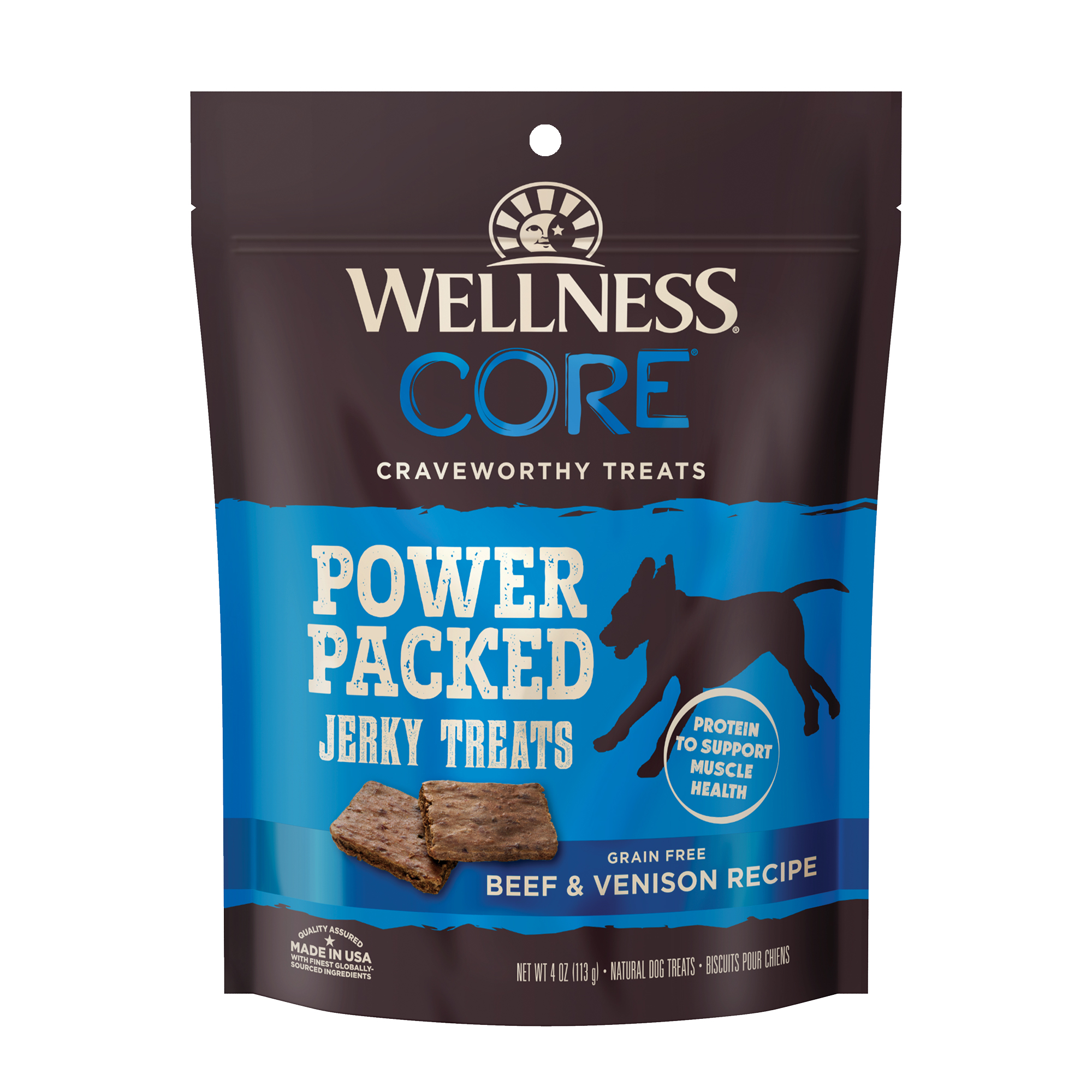 Wellness CORE Power Packed Jerky Dog Treats, Grain Free, Venison, 4 Ounce Bag - image 1 of 10