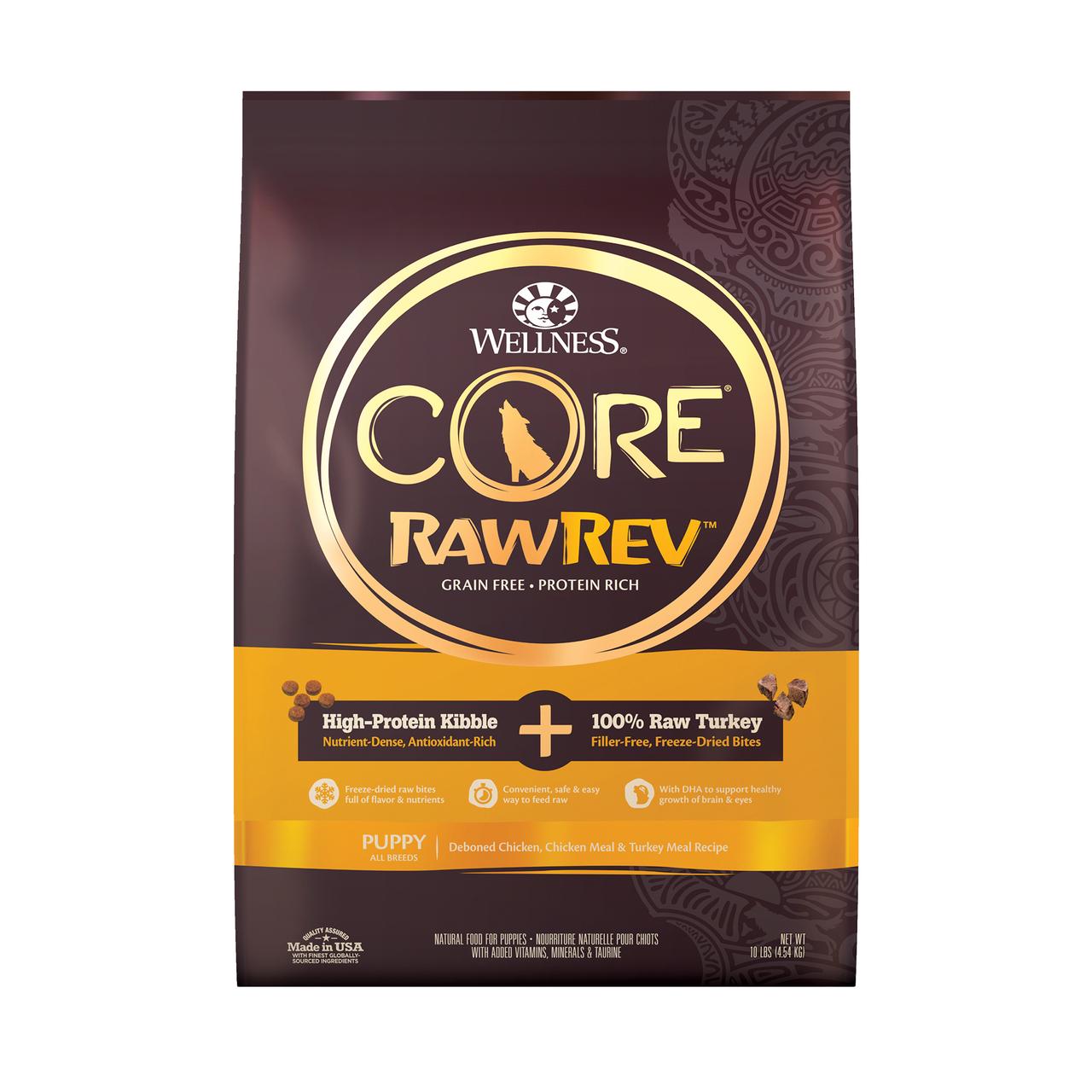 Wellness CORE RawRev Grain Free Natural Puppy Dry Dog Food, Puppy Recipe with Freeze Dried Turkey, 10lb Bag - image 1 of 8