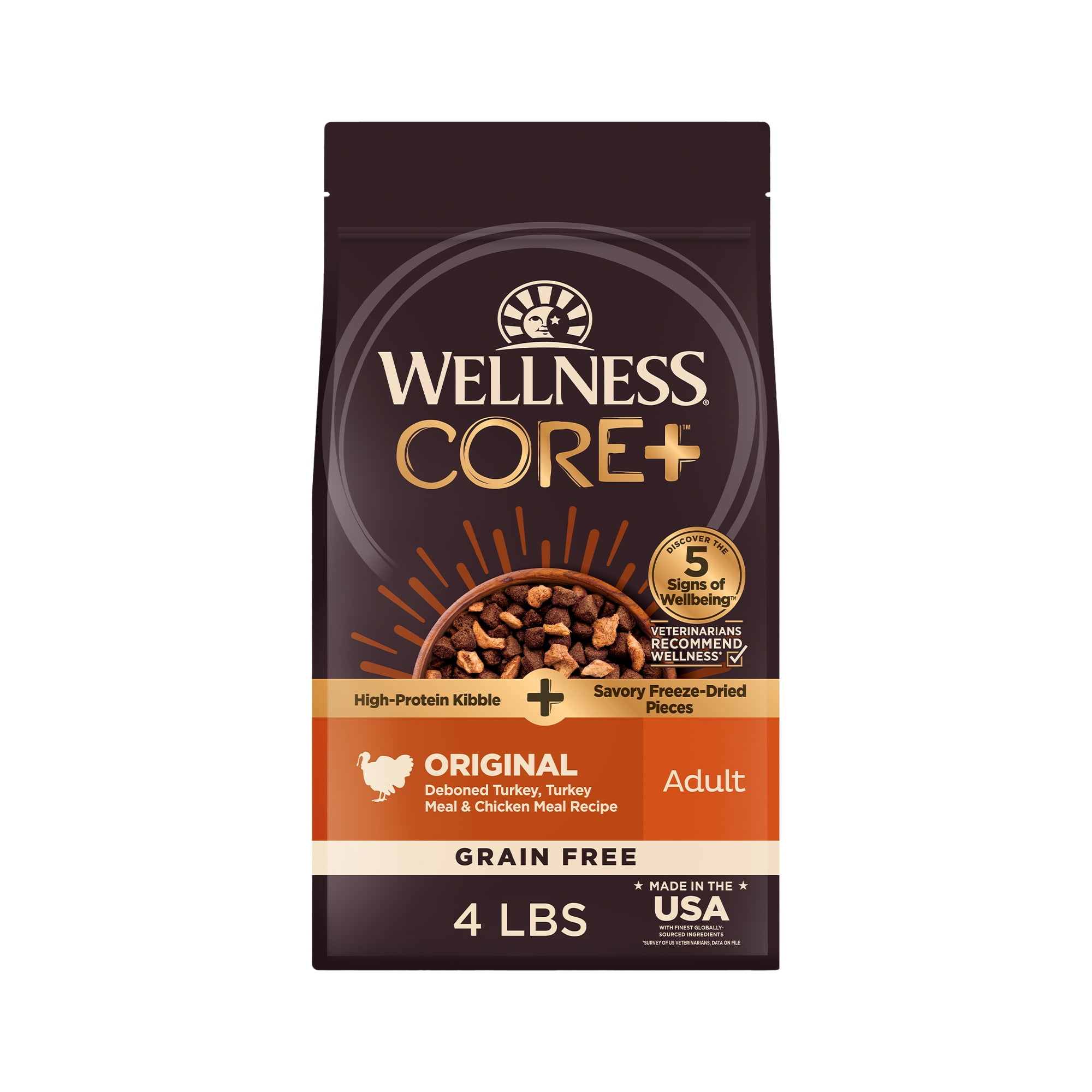 Wellness CORE+ Dry Dog Food with Freeze Dried Pieces, Grain Free, High ...