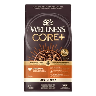Wellness CORE RawRev Natural Grain Free Dry Dog Food, Original Recipe with Freeze Dried Turkey, 4lb Bag