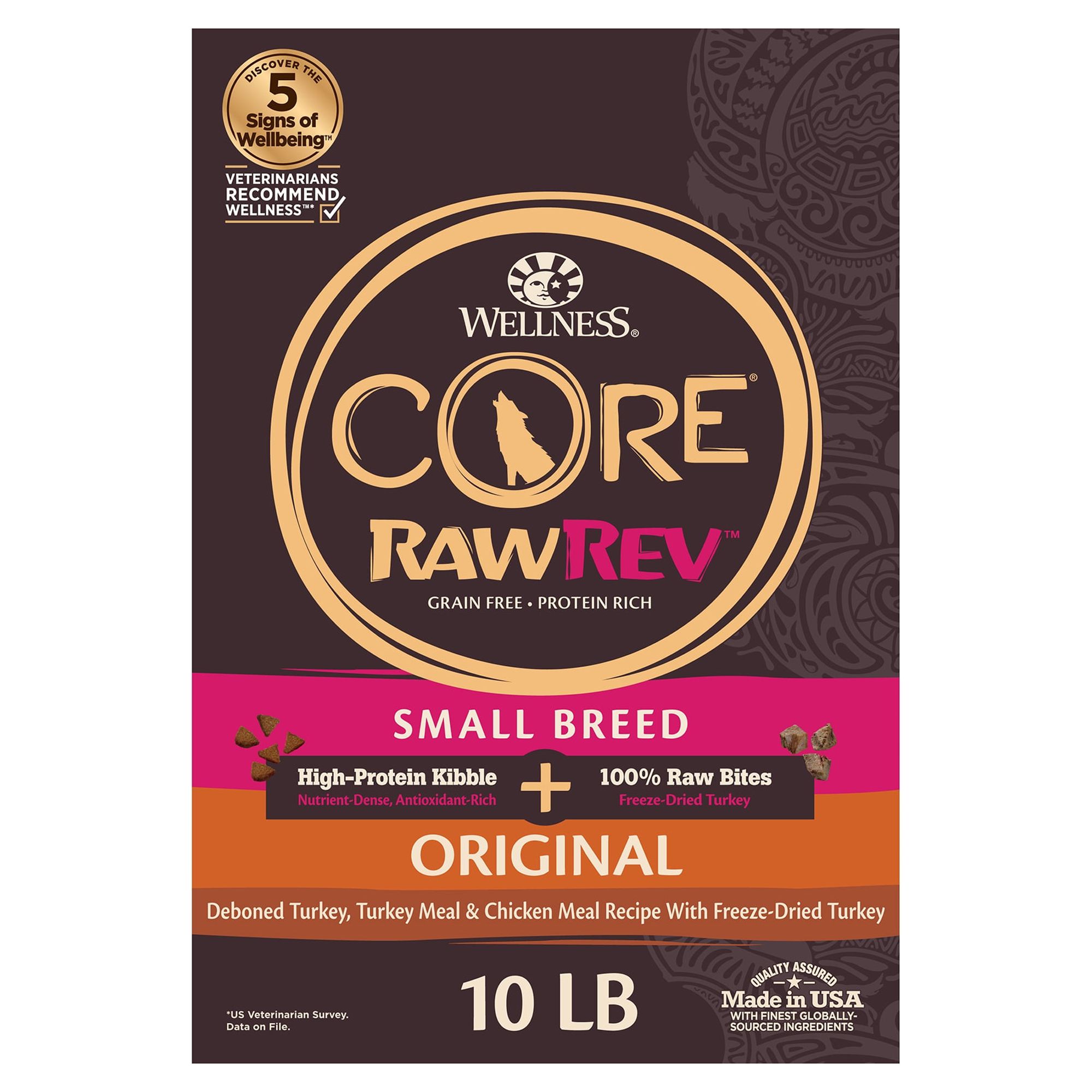 Wellness CORE RawRev Natural Grain Free Dry Dog Food, Original Turkey & Chicken with Freeze