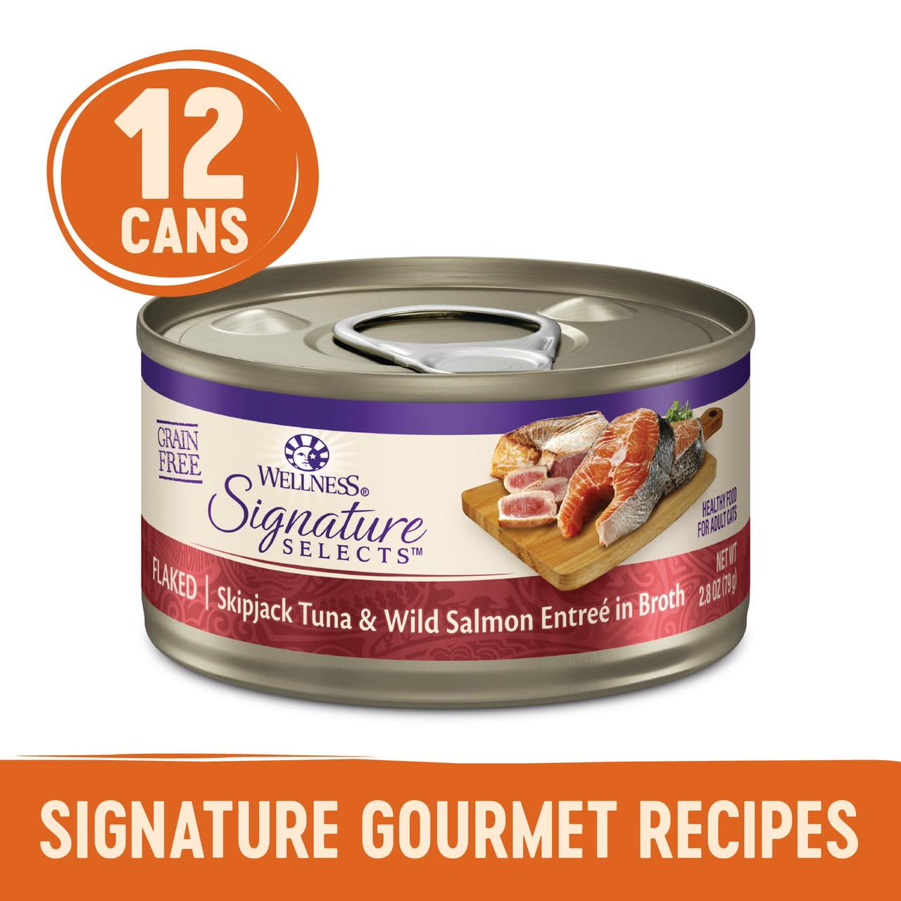 Wellness CORE Signature Selects Natural Grain Free Wet Canned Cat Food, Skipjack Tuna & Salmon