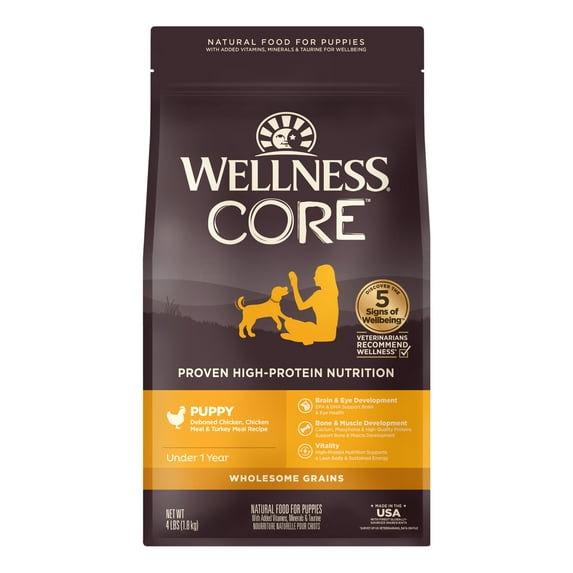 Wellness CORE Wholesome Grains Dry Dog Food, Puppy Recipe, 4 Pound Bag