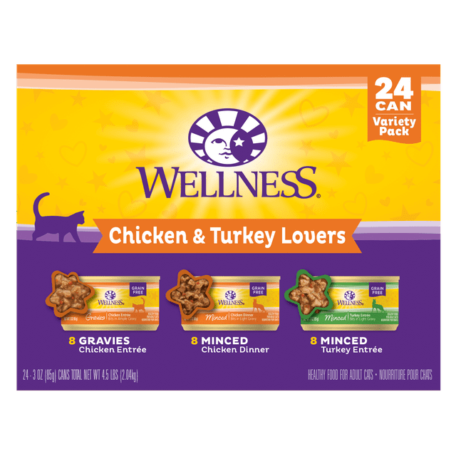 Wellness Chicken & Turkey Lovers Variety Pack, 3 oz (Pack of 24)