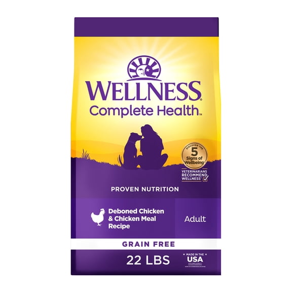Wellness Complete Health Dry Dog Food, Grain Free, Natural, Chicken Recipe, (22-Pound Bag)