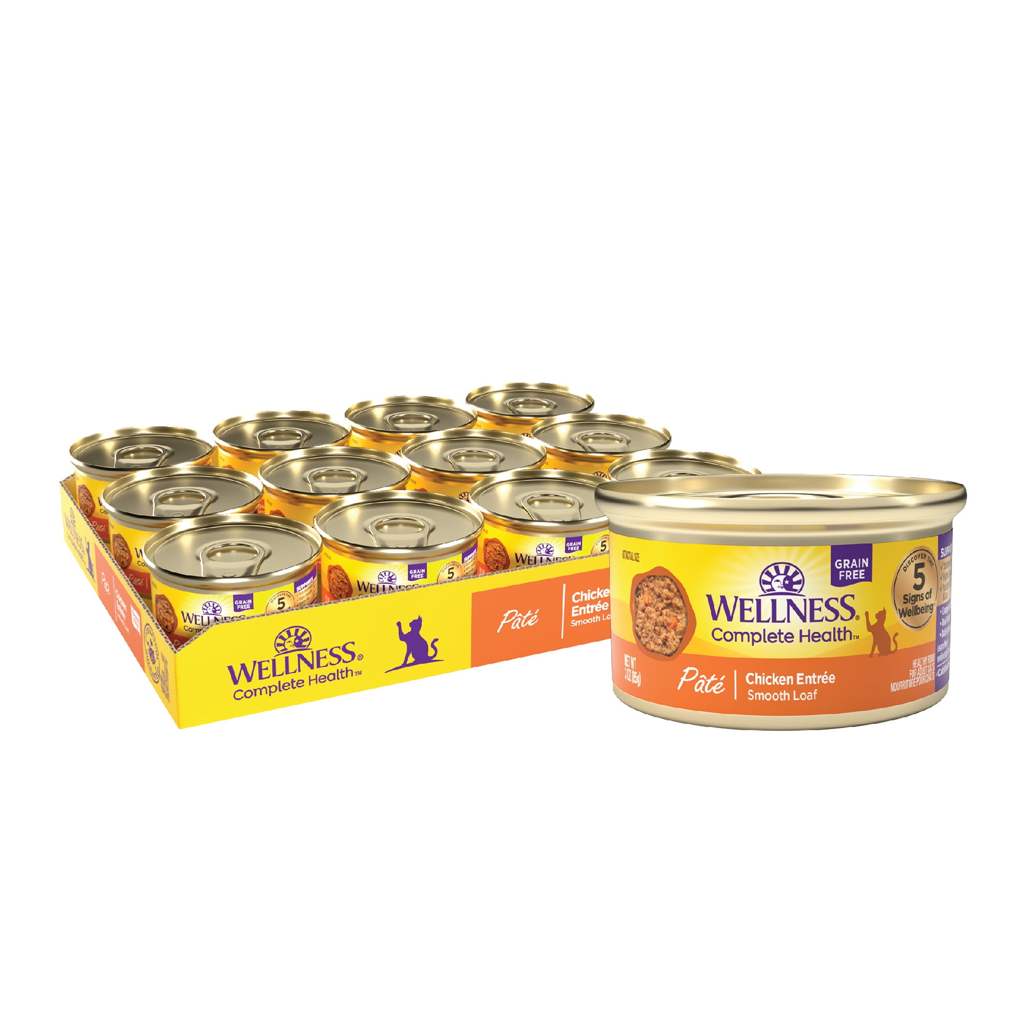 Wellness Complete Health Grain Free Canned Cat Food Chicken Pate 3 Ounces Pack of 24 Walmart