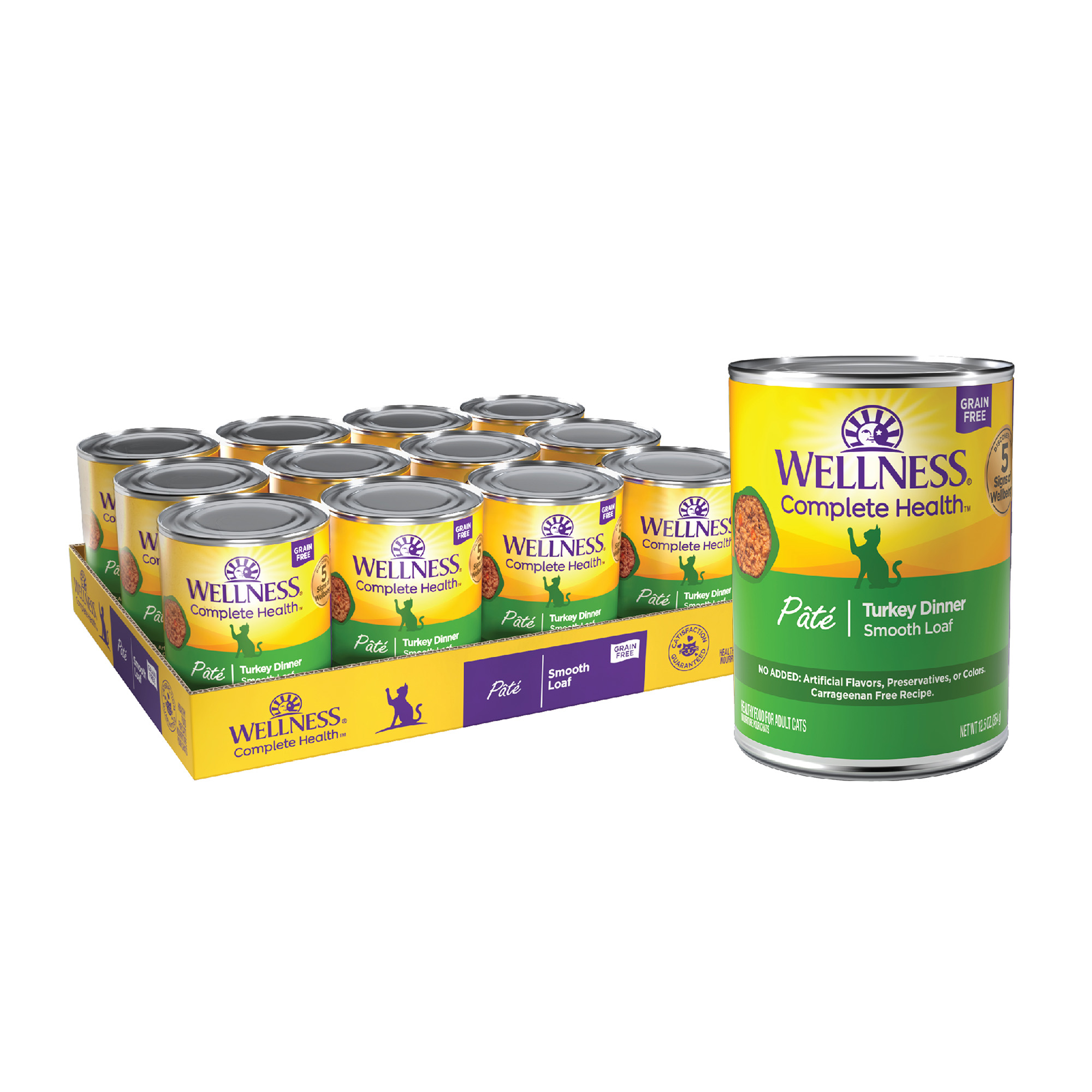 Wellness Complete Health Grain Free Canned Cat Food, Turkey Dinner Pate, 12.5 Ounces (Pack of 12) - image 1 of 9