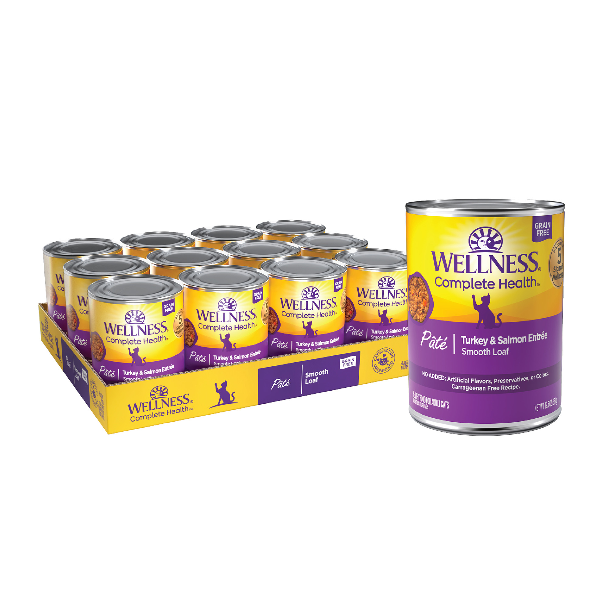 Wellness Complete Health Grain Free Canned Cat Food, Turkey & Salmon Pate, 12.5 Ounces (Pack of 12) - image 1 of 9