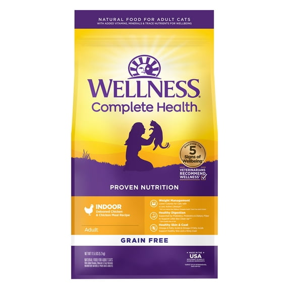 Wellness Complete Health Grain-Free Indoor Deboned Chicken Recipe Dry Cat Food, 11.5 Pound Bag