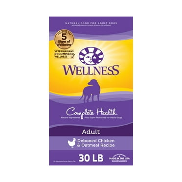 Wellness Complete Health Natural Dry Dog Food, Chicken & Oatmeal, 30-Pound Bag