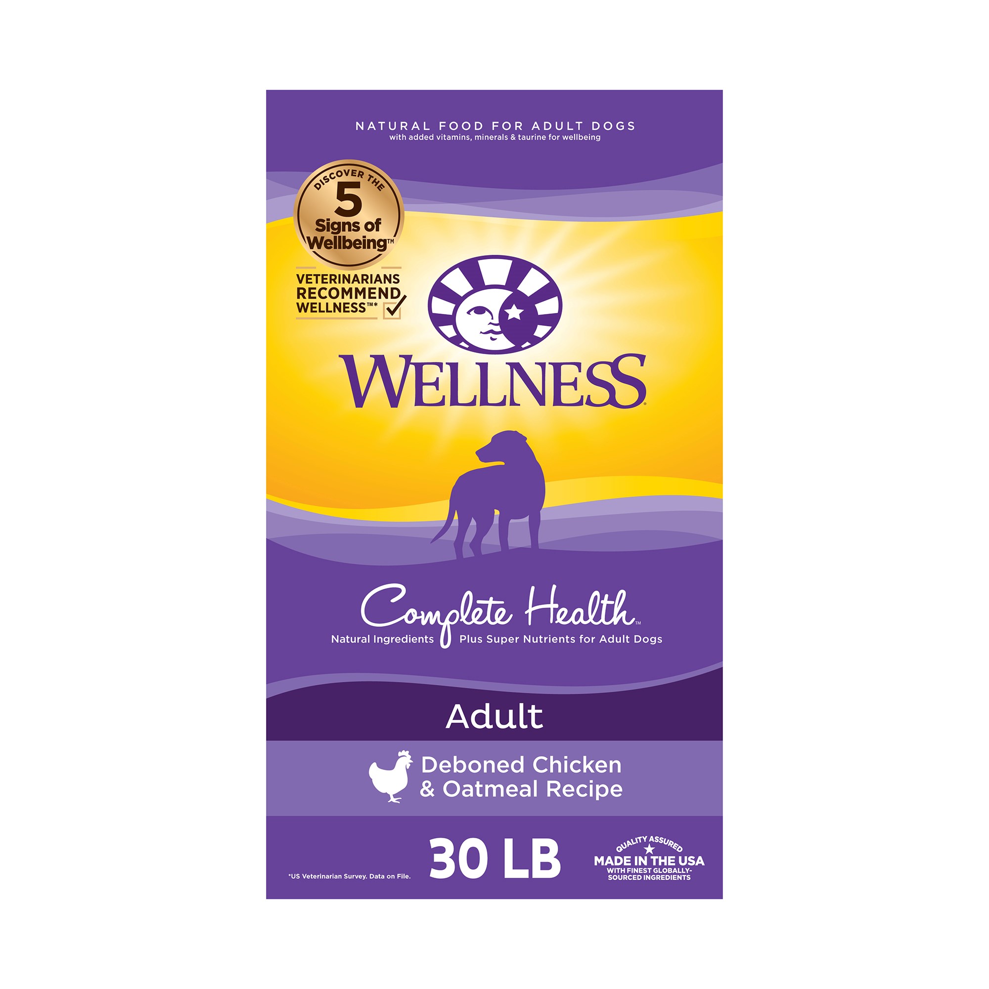 Wellness Complete Health Natural Dry Dog Food, Chicken & Oatmeal, 30-Pound Bag - image 1 of 9