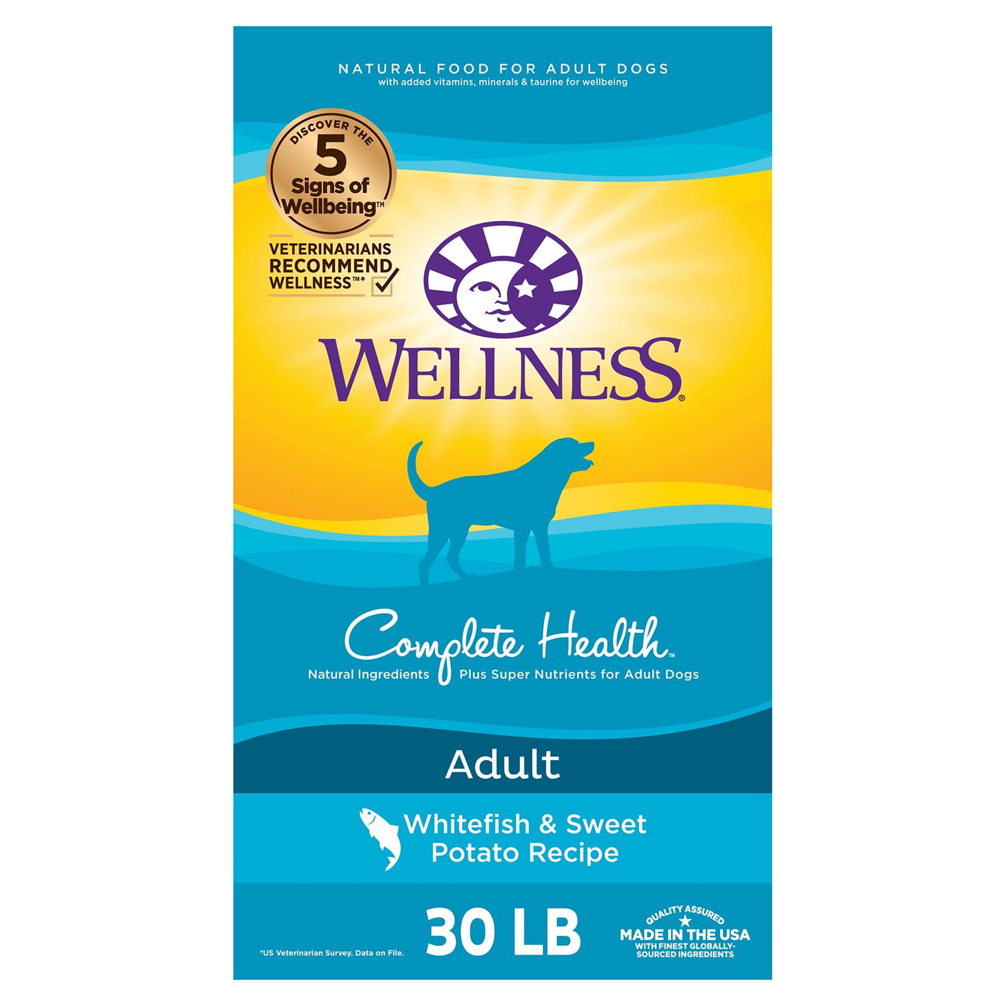 Wellness Complete Health Natural Dry Dog Food, Whitefish & Sweet Potato, 30-Pound Bag - image 1 of 9