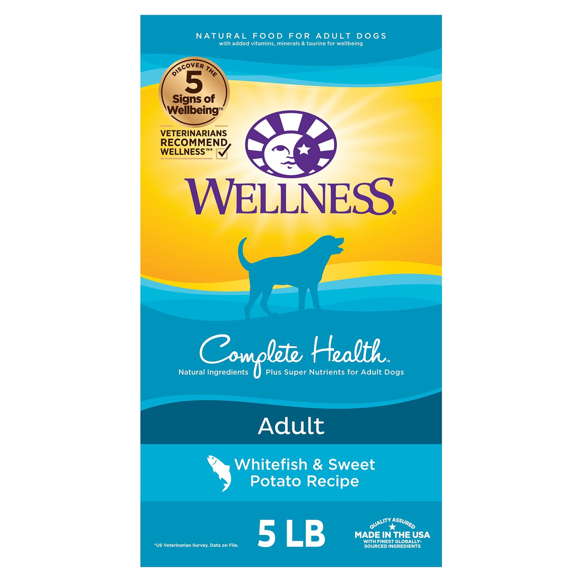 Wellness Complete Health Natural Dry Dog Food, Whitefish & Sweet Potato, 5-Pound Bag - image 1 of 9