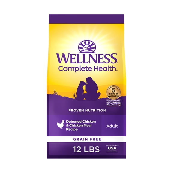 Wellness Complete Health Dry Dog Food, Grain Free, Natural, Chicken Recipe, (12-Pound Bag)