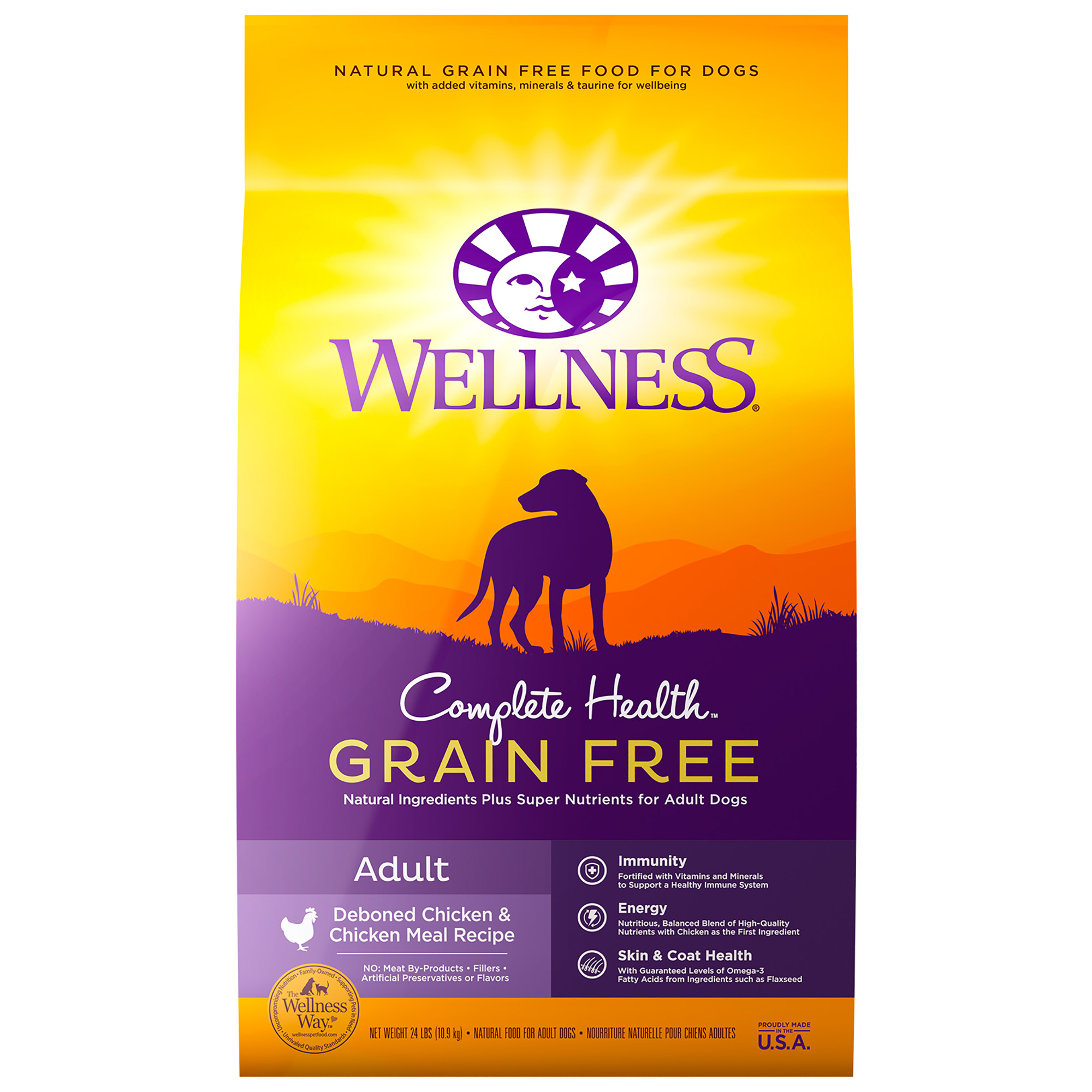 Wellness Complete Health Natural Grain Free Dry Dog Food, Chicken Recipe, 24-Pound Bag - image 1 of 9