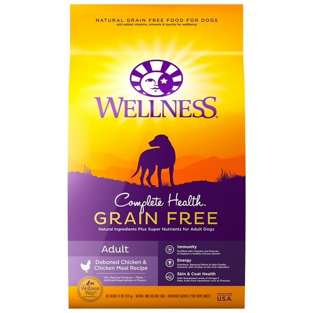 Wellness Complete Health Natural Grain Free Dry Dog Food, Chicken Recipe, 24-Pound Bag