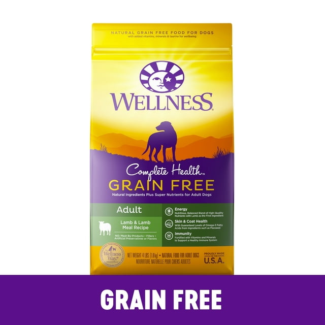 Wellness Complete Health Natural Grain Free Dry Dog Food, Lamb, 12-Pound Bag