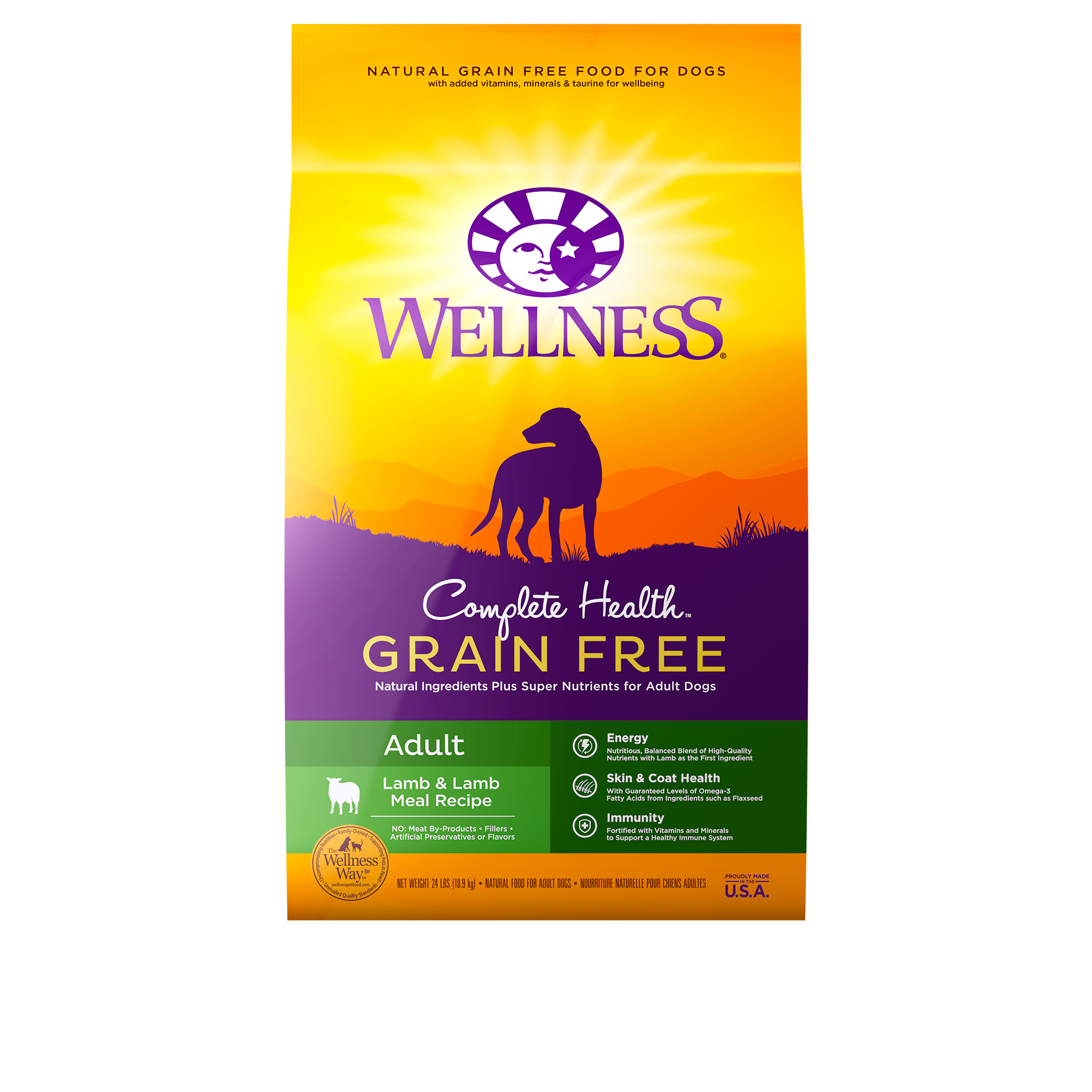 Wellness Complete Health Natural Grain Free Dry Dog Food, Lamb, 24-Pound Bag - image 1 of 10