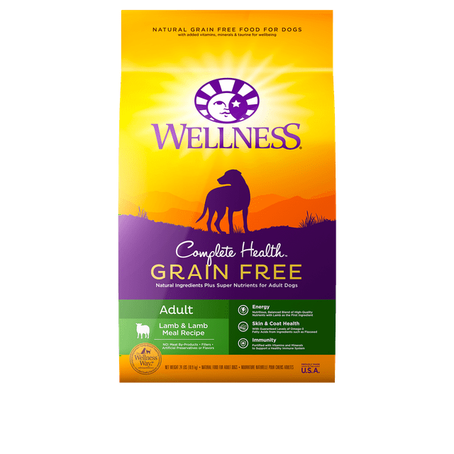 Wellness Complete Health Natural Grain Free Dry Dog Food, Lamb, 24-Pound Bag
