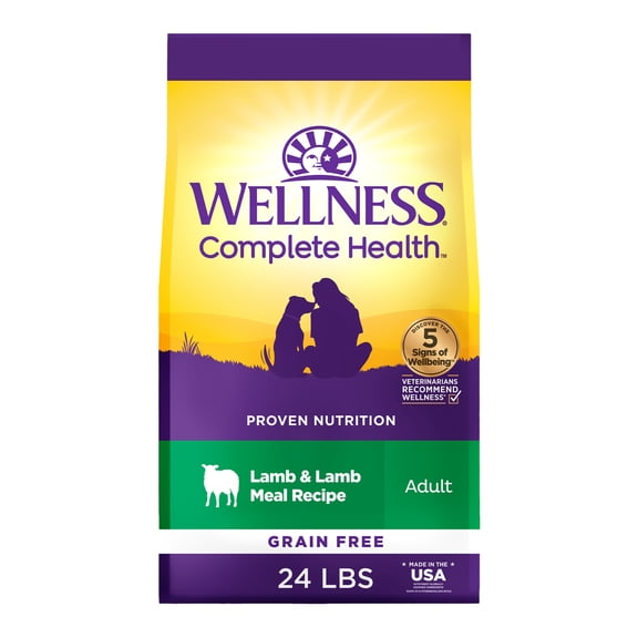 Wellness Complete Health Dry Dog Food, Grain Free, Natural, Lamb Recipe, (24-Pound Bag)