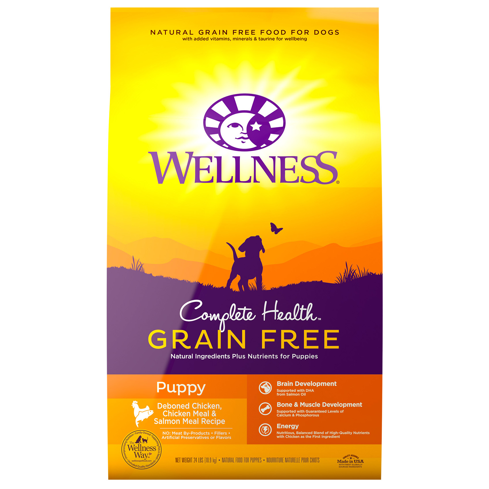 Wellness Complete Health Natural Grain Free Puppy Dry Dog Food, Chicken & Salmon, 24-Pound Bag - image 1 of 9
