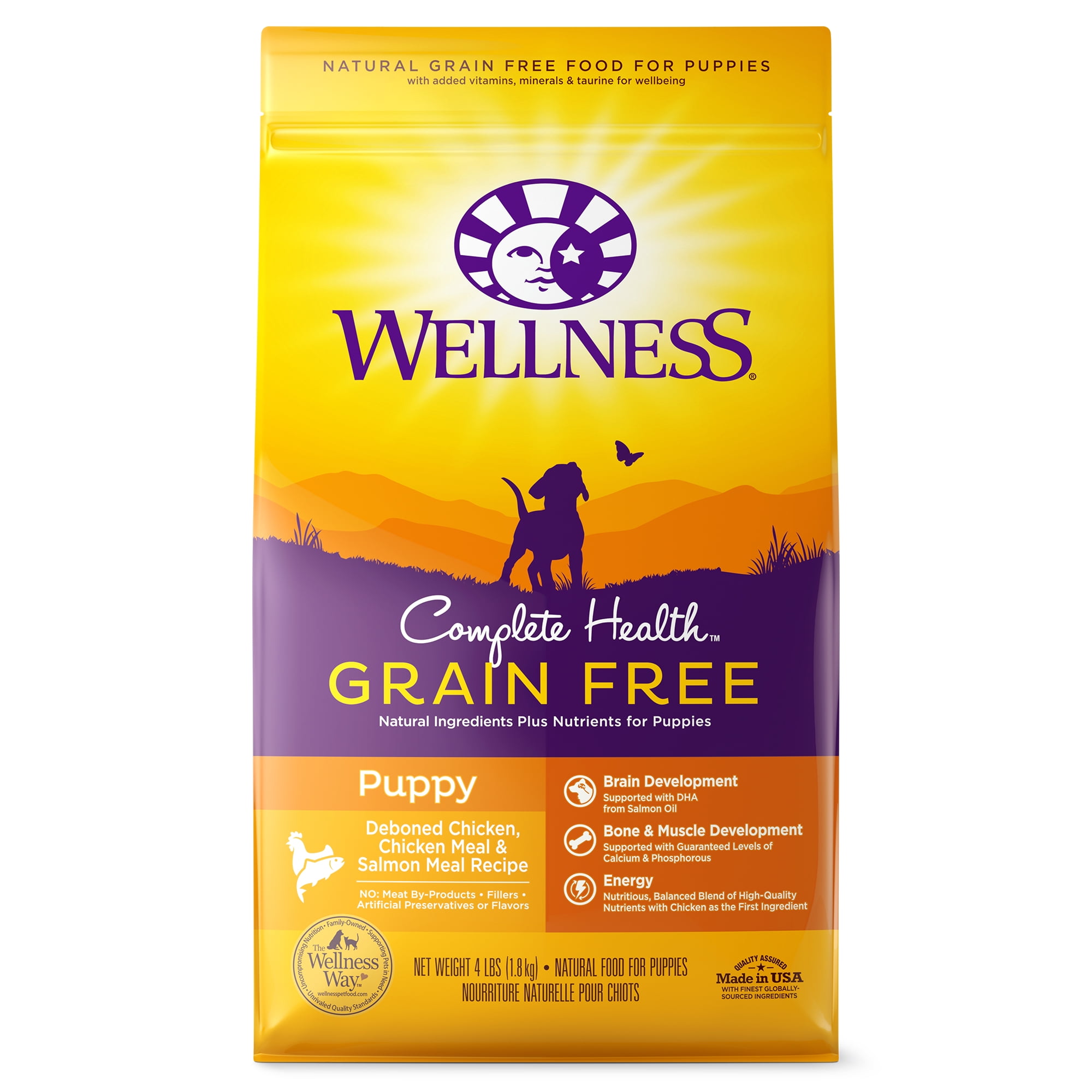 Wellness Complete Health Natural Grain Free Puppy Dry Dog Food Chicken Salmon 4 Pound Bag Walmart