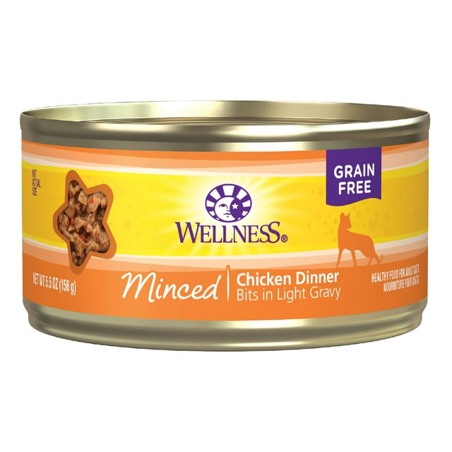 Wellness Complete Health Natural Grain Free Wet Canned Cat Food, Minced Chicken Entree, 5.5 Ounce Can (Pack of 24)
