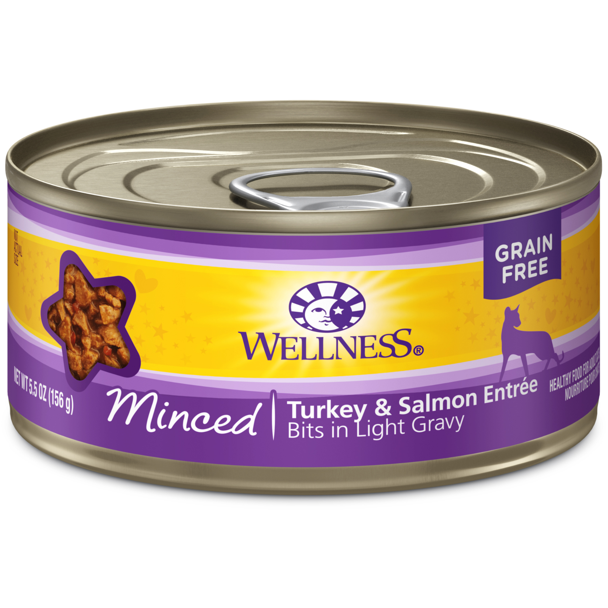 Wellness Complete Health Natural Grain Free Wet Canned Cat Food, Minced Turkey & Salmon Entree, 5.5-Ounce Can (Pack of 24) - image 1 of 8