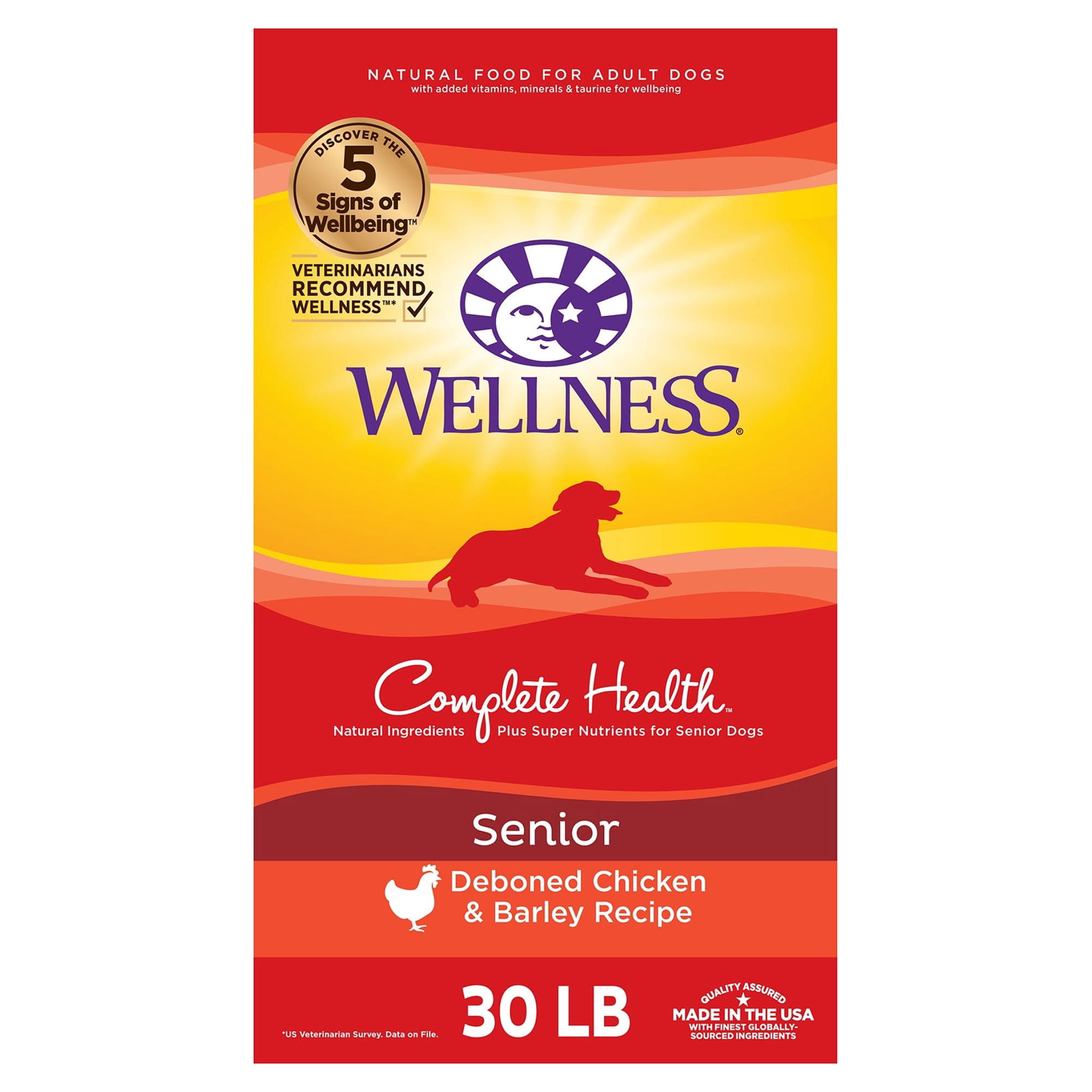Wellness Complete Health Natural Senior Dry Dog Food, Chicken & Barley ...