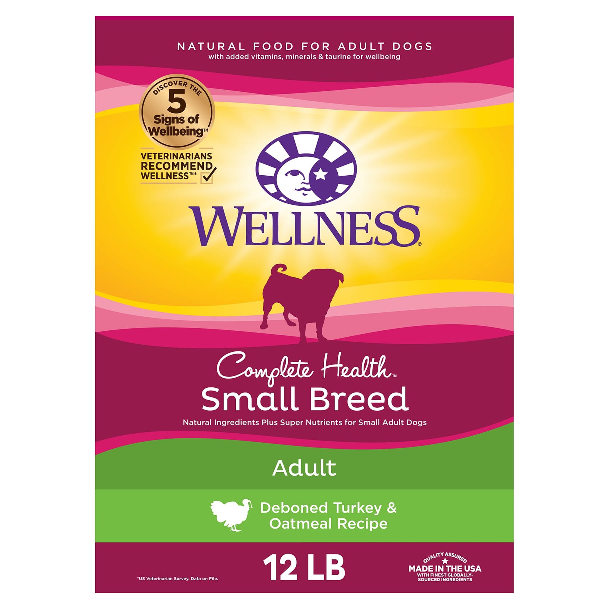 Wellness Complete Health Natural Small Breed Dry Dog Food, Turkey & Oatmeal, 12-Pound Bag - image 1 of 9