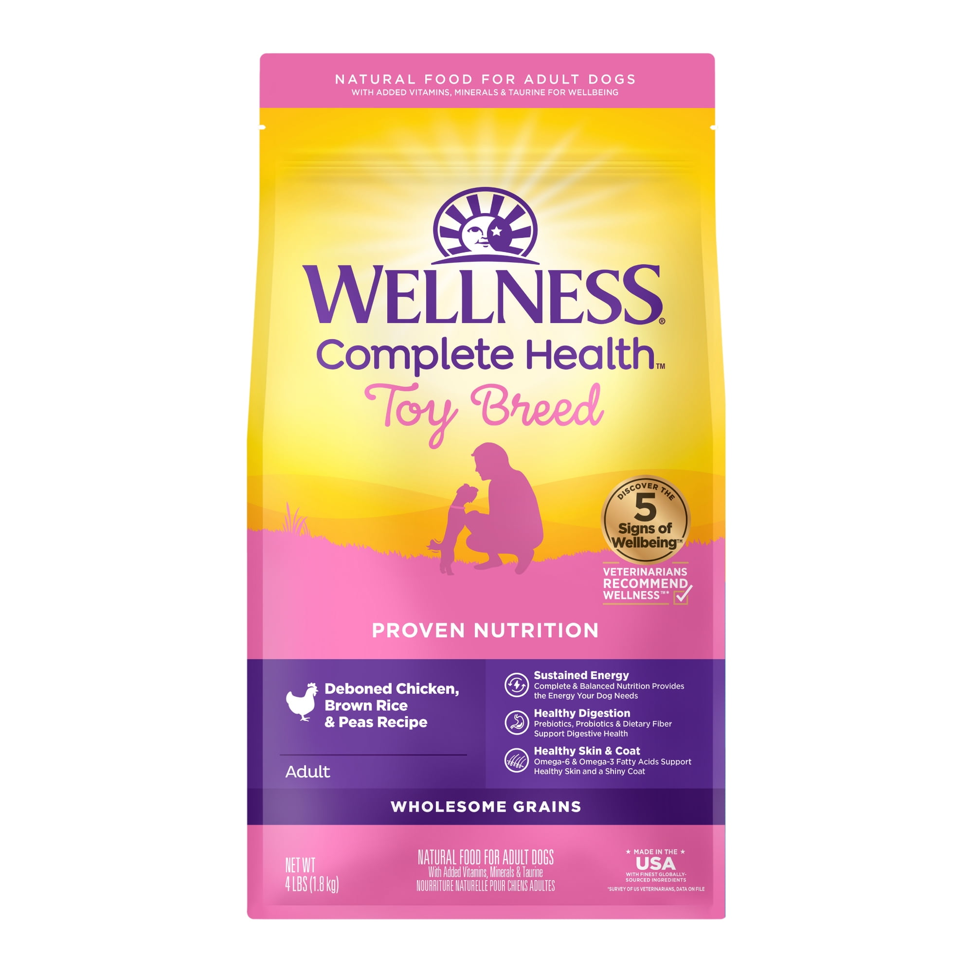 Wellness Complete Health Natural Toy Breed Dry Dog Food, Chicken & Rice, 4-Pound Bag
