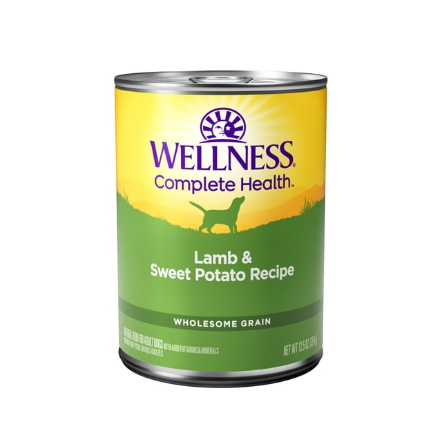 Wellness Complete Health Natural Wet Canned Dog Food, Lamb & Sweet Potato, 12.5-Ounce Can (Pack of 12)