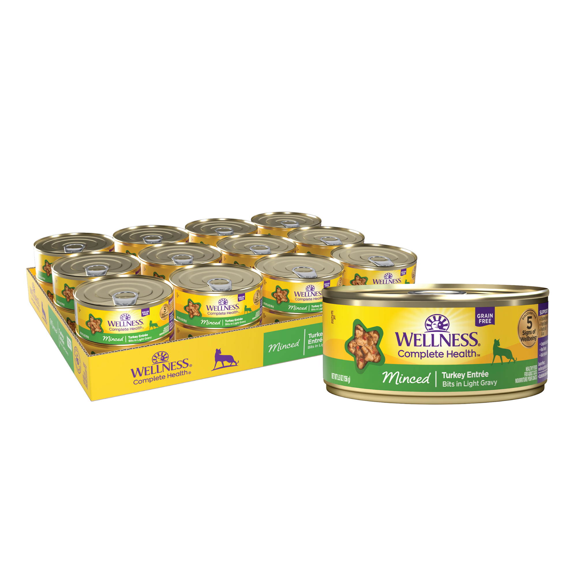 Wellness Complete Health Wet Canned Cat Food, Minced Turkey Entree, 5.5oz Can (Pack of 24) - image 1 of 9