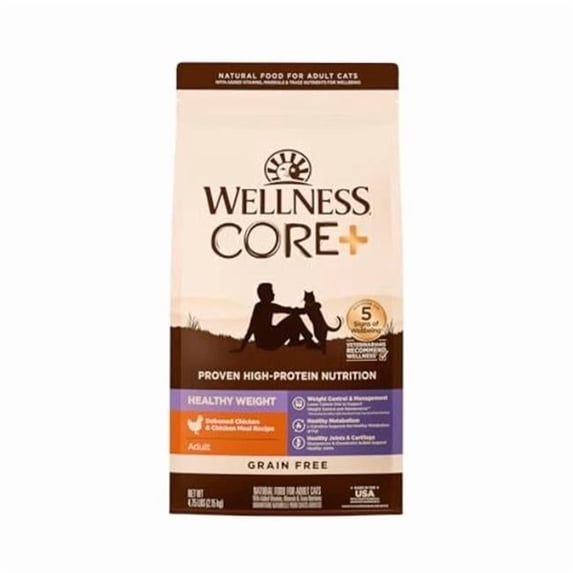The Wellness Pet 101785 4.75 lbs Healthy Weight Grain Free Chicken Meal Recipe Cat Food - 4 Count