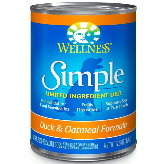 Wellness Duck & Oatmeal Flavor Wet Dog Food , Grain-Free, 12.5 oz. Cans (12 Count)