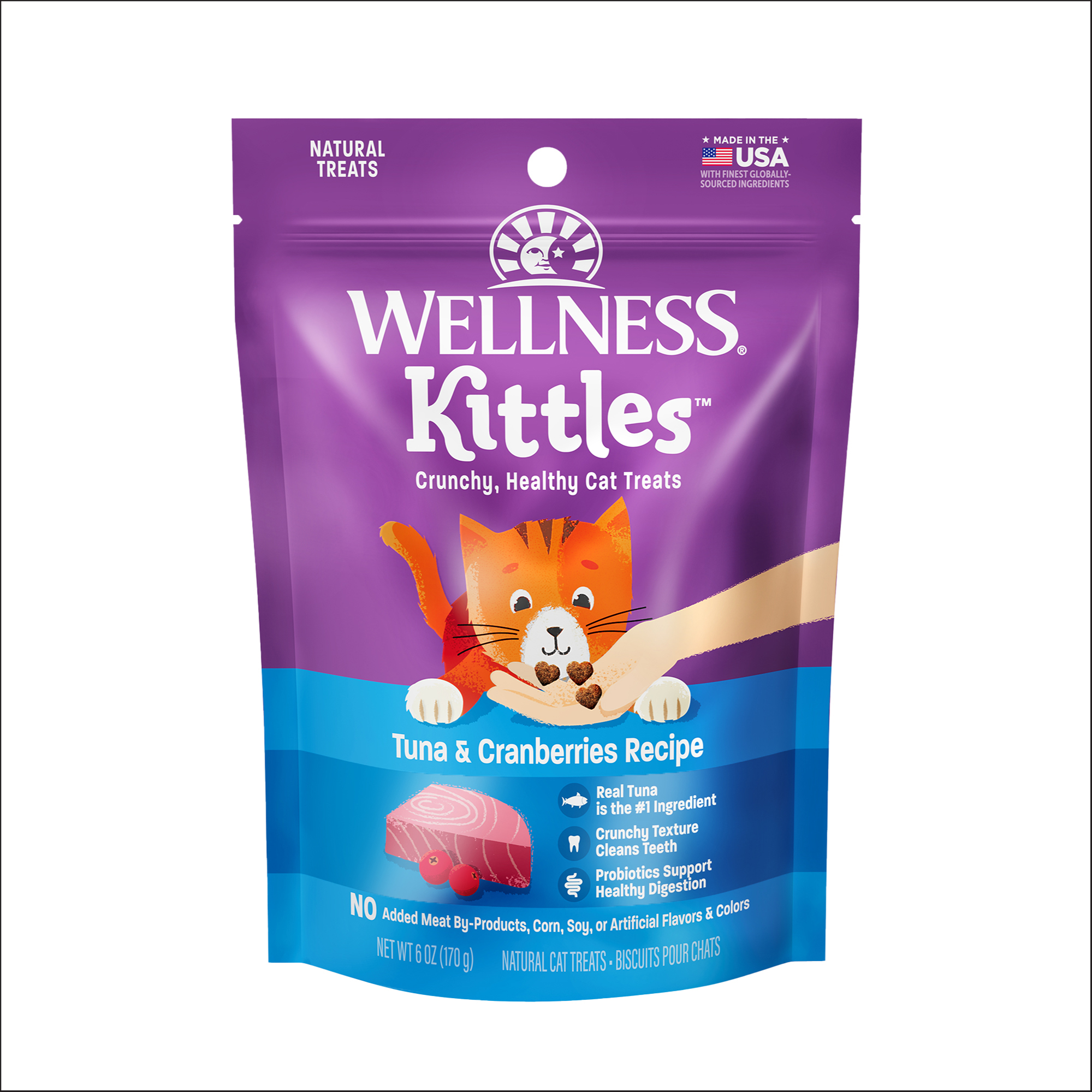 Wellness Kittles Natural Grain Free Cat Treats, Tuna & Cranberries, 6-Ounce Bag - image 1 of 7