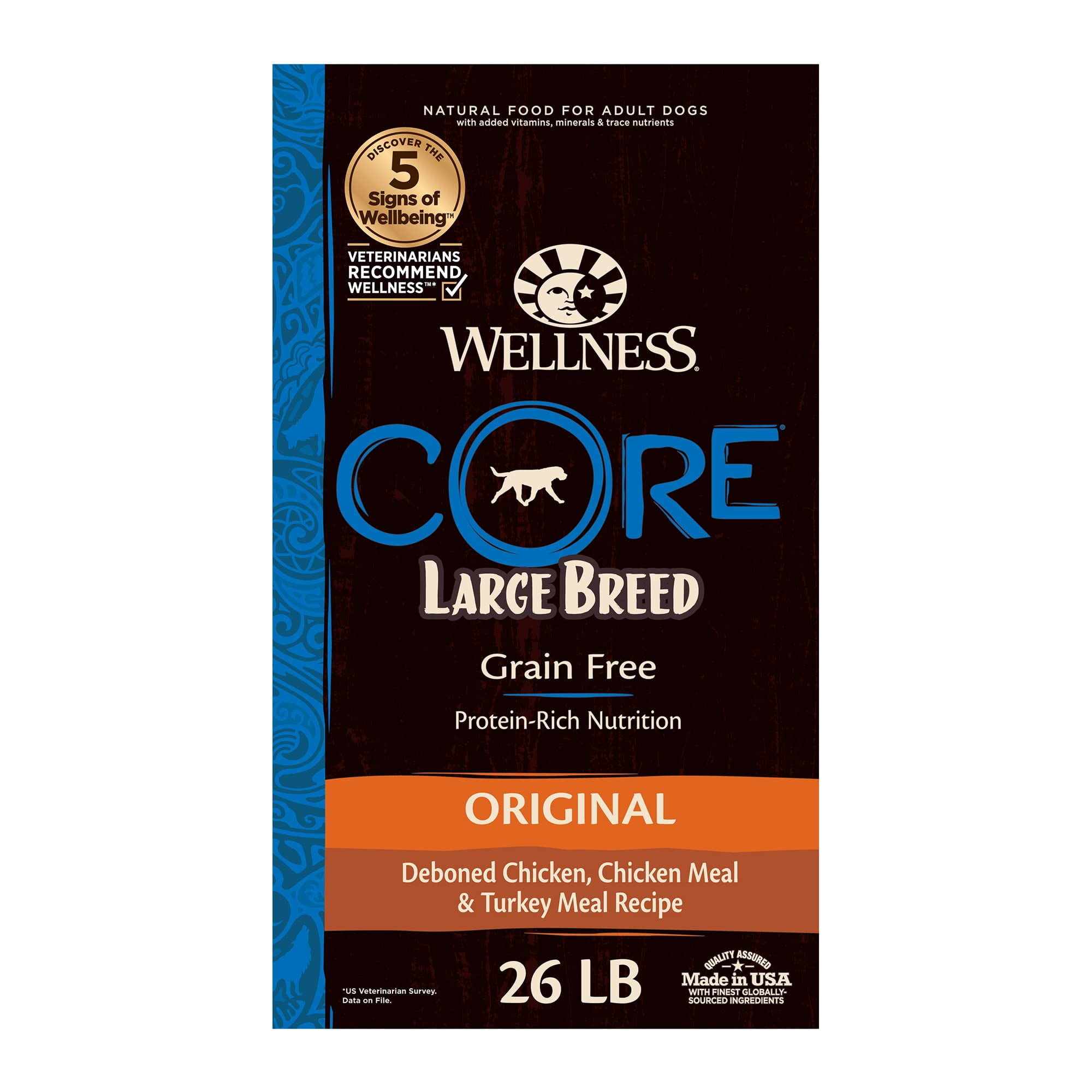 Dry Dog Food With Glucosamine And Chondroitin Wellness Natural Pet Food CORE Grain-Free High-Protein Large Breed