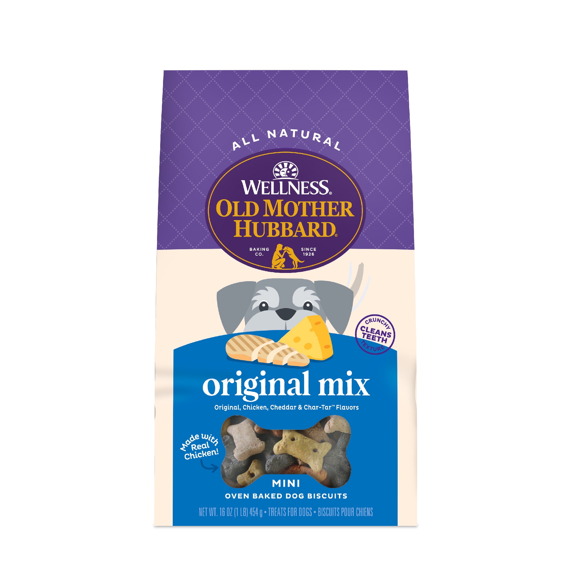 Wellness Old Mother Hubbard Classic Original Mix Biscuits Baked Dog Treats, Mini 16 Ounce Bag