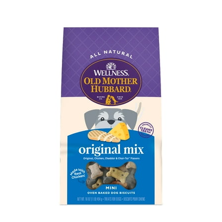 Wellness Old Mother Hubbard Classic Original Mix Baked Biscuit Treats for Dogs, Mini 16 Ounce Bag