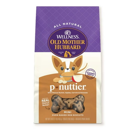 Wellness Old Mother Hubbard Classic P-Nuttier Baked Biscuit Treats for Dogs, Mini, 16 Ounce Bag