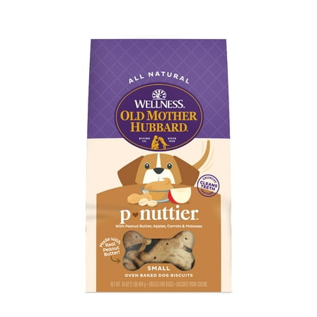 Wellness Old Mother Hubbard Classic P-Nuttier Biscuits Baked Dog Treats, Small, 16 Ounce Bag