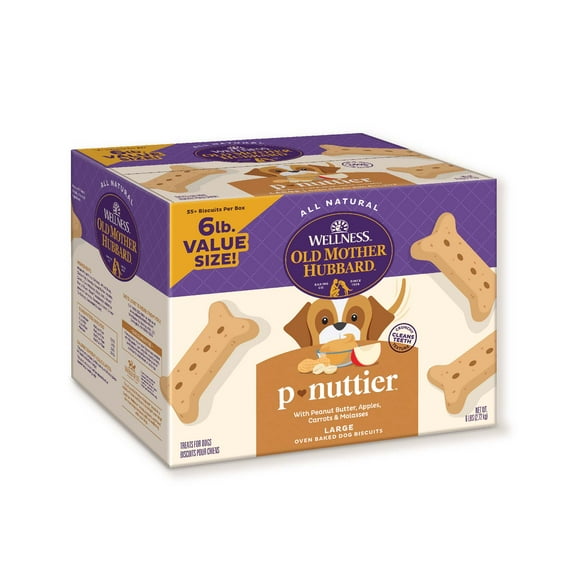Wellness Old Mother Hubbard Classic P-Nuttier Value Box Large Biscuit Treats for Dogs, 6 lb Box